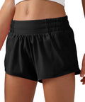 Girls Athletic Shorts With Liner Quick Dry Lightweight Running Shorts For Active Workouts Built In Mesh Liner With Zip Pocket Black Size S7Y