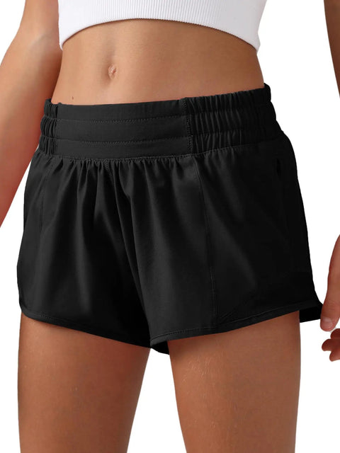 Girls Athletic Shorts With Liner Quick Dry Lightweight Running Shorts For Active Workouts Built In Mesh Liner With Zip Pocket Black Size S7Y