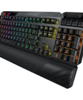Modular Wireless Gaming Mechanical Keyboard With Snappy Tactile Switches Detachable Numpad And Plush Support Wrist Rest Plug And Play TKL Or Full Setup Smooth Aura Sync Rgb And Fast Charge with RGB lighting.