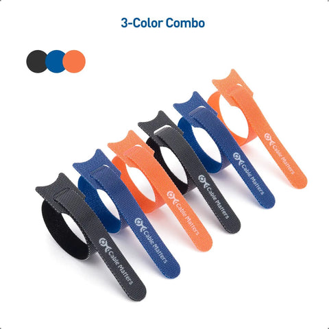 100 Pack 8 Inch Hook And Loop Reusable Cable Ties With 42 Lb Tensile Strength Multi Color Black Blue And Orange For Easy Cable Management Zero Hassle Setup For Desk Or Home Office And Tech Gear
