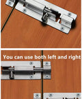 Heavy Duty Sliding Door Latch Lock 5 Inch Barrel Gate Bolt Set In Solid Stainless Steel, installed on wooden doors
