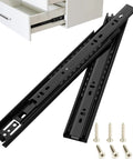 Premium Eight Inch Drawer Slides Delivering Hella Smooth Glide With Soft Close Full Extension Ball Bearing Tracks, black steel rails and screws.