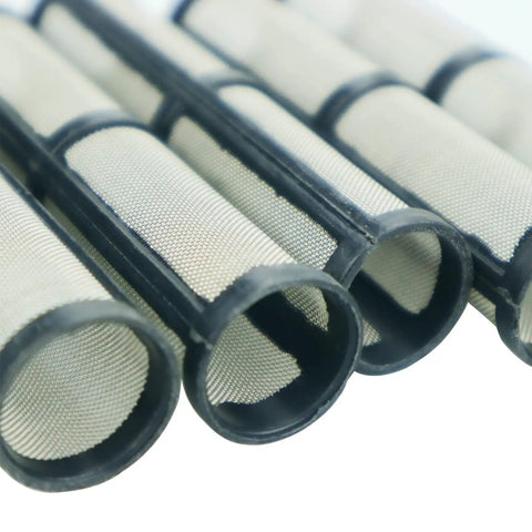 Close-up of Airless Paint Sprayer Filter 60 Mesh Set, 5 Pieces, with durable plastic and stainless steel elements