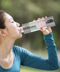Person using Hydrogen Water Bottle With Inhaler For Drinking And Nose Breathing, Ultra High Purity 6000-8000 PPB Using SPE PEM Tech