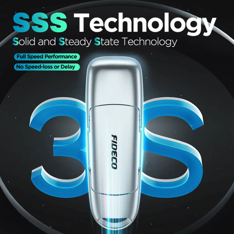 1TB Portable SSD With USB 3.2 Gen 2 Up To 1000 MBps USB A And USB C, rugged zinc alloy, displaying SSS technology.