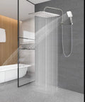 All Metal 3 Way Shower Arm Diverter Valve With 16 Inch Shower Head Extension Arm And High Rise Extender in use in modern bathroom