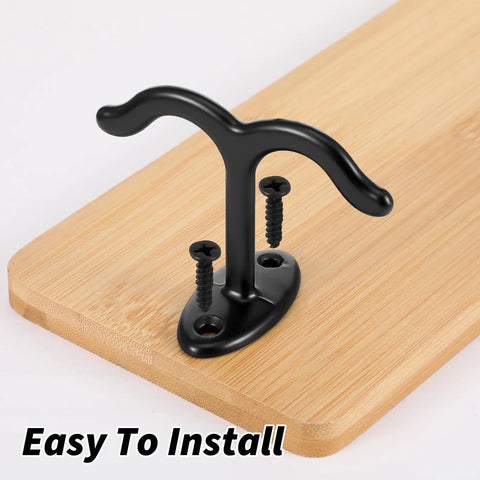 12 Piece Zinc Alloy Double Coat Hooks Set With Screws For Ceiling Or Under Shelf Mounting Heavy Duty Rust Resistant Hooks