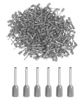 One Thousand Pieces Of 22 Awg Wire Ferrule Connectors In Matte Gray Finish offering tight grip crimp ends piled and laid out.