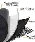 Material layers of the Dog Car Seat Cover for Back Seat Waterproof Nonslip Bench Protector for Cars Trucks and SUVs.