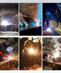 Welding collage showcasing sparks and MIG tips in use; highlights Grab These 20 Millermatic MIG Contact Tips That Fit M10 M15 M25 And M40 Guns For Solid Welds Every Single Time Without Hassles.