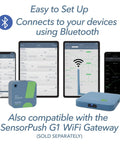 No Fuss Smart Temperature And Humidity Monitor With App Alerts Water Resistant Sensor For RV Fridge Freezer Or Home Use Plug And Play Setup Real Time Readouts Heat Index And Humidity Trends. Bluetooth sensor with phones and tablets