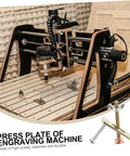 Heavy Duty CNC Router Clamps Kit Two Sets Engraving Machine Hold Down Clamps on a CNC workbench with rugged steel press plates