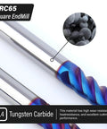 Pro Grade 5mm Nano Coated Tungsten Carbide End Mill With Four Flute Micro Grain For CNC Milling Cutter Bits For Stainless Steel HRC65 Metric Size Finishing And Semi Finishing Not For Roughing
