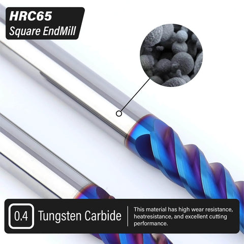 Pro Grade 5mm Nano Coated Tungsten Carbide End Mill With Four Flute Micro Grain For CNC Milling Cutter Bits For Stainless Steel HRC65 Metric Size Finishing And Semi Finishing Not For Roughing