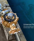 All In One Bronze Water Meter Hardware Kit With 1 1/2 Inch FIP Connection in installation process with universal fit feature