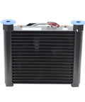 Beefy 10 LPM Hydraulic Cooler Oil Radiator Heat Exchanger For CNC Systems, DC 24V, front view showcasing fan and connectors