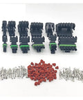 Heavy Duty 1-6 Pin Weather Pack Connector Kit With Sealed Plug And Female Male Terminal For Auto Wiring Repair Up To 18-14 Gauge Wire, 1-6 pin housings