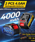 2x4.0Ah batteries for 2-In-1 Electric Grease Gun Kit With 12000 PSI Cordless Power, no-fuss workhorse dual-mode tool