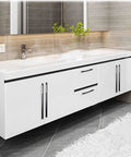 Two Pack Black T Bar Drawer Pulls 200mm Aluminum Alloy Cabinet Handles on white bathroom vanity cabinet