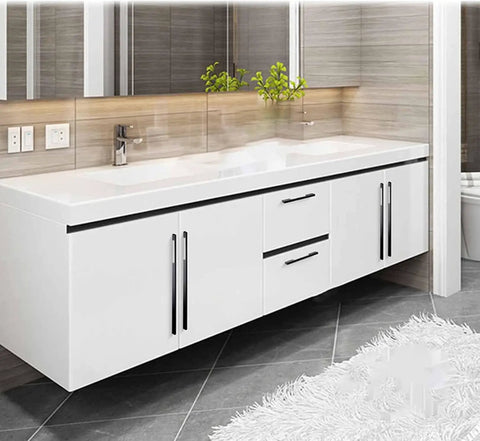 Two Pack Black T Bar Drawer Pulls 200mm Aluminum Alloy Cabinet Handles on white bathroom vanity cabinet