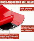 Heavy Duty Boat Keel Guard For Fiberglass And Aluminum Hulls Self Adhesive Strip, showing red and black HDPE material details.