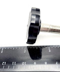 3/8 Inch Thumbscrew Bolts With Slick Clamping Knobs 304 Stainless Steel solid ergonomic grip shown next to a ruler for size reference.
