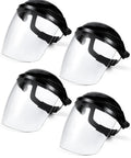Four Pack Clear Face Shield With Shatterproof Lens For Grinding Cutting Sanding And Metal Jobs Heavy Duty Workhorse Dust Guard
