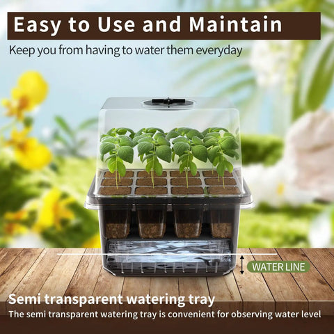 Self Watering Seed Starter Trays Kit With Humidity Dome 5 Pack 60 Cell Seedling Trays For Indoor Gardening Easy Germination
