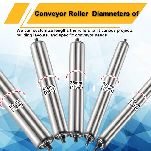 Medium Duty Roller Conveyor Tubes For Smooth Factory Operations And Boat Trailer Builds Built Damn Tight Small Diameter Flow Line Ready To Haul Straight Ahead Package Of Four Precision Shafting showing various diameters.