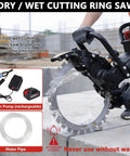 Beast Mode 52Cc Gas Powered Concrete Ring Saw Featuring A 16Inch Diamond Blade and a water-cooled wet cutting display, cutting concrete.
