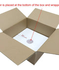 Packaging of Gold Brass Drum Ceiling Light Fixture with base wrapped in foam inside an open cardboard box.