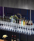 Metal Ceiling Wine Rack With Shelf For Bar And Kitchen Storage Industrial Style Bottle Holder Sturdy Hanging Display Rack