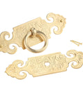 Antique Brass Ring Pulls Two Pack 10cm 3.94 Inch Classic Chinese Style Furniture Hardware with screws for drawers and cabinets
