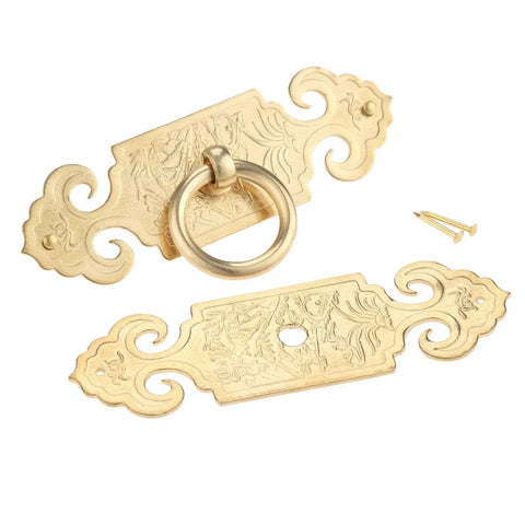 Antique Brass Ring Pulls Two Pack 10cm 3.94 Inch Classic Chinese Style Furniture Hardware with screws for drawers and cabinets