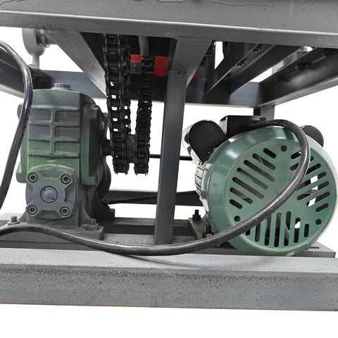 Dinenovate 2.2Kw Electric Pipe Bender Machine for Square And Round Tubing Cold Bending Tool's motor and chain drive undercarriage.