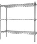 Three-Tier Heavy-Duty Chrome Wire Shelving Rack With Adjustable Shelves Space-Saving Storage Unit Holds Up To 250 Lbs Per Shelf 750 Lbs Total Rust-Resistant Waterproof Easy Assembly For Garage Kitchen Laundry, front view