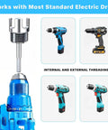 Three Piece Pipe Threading Tool Kit With 1/2, 3/4, And 1 Inch Alloy Steel Dies For PVC Plastic Pipes And Electric Drill Compatibility