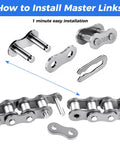 Installation guide for 428 Roller Chain Kit, 20 Feet, 478 Links, 08B Simplex Chain for chain driven sliding gates and garage openers.