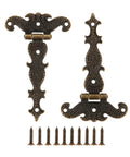 Antique Bronze T Strap Door Hinges Set For Cabinets Windows Wardrobes And Chests, Vintage Style Butt Hinges, 113x69mm, 2 Pack