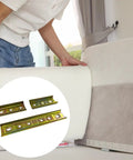Person using Sturdy Iron Sofa Joining Clips Set 20 Piece Double Head Couch Couplers For Sectional Furniture Secure No Fuss Rearrangement