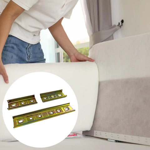 Person using Sturdy Iron Sofa Joining Clips Set 20 Piece Double Head Couch Couplers For Sectional Furniture Secure No Fuss Rearrangement