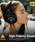 Person wearing Studio Monitor DJ Headphones With 50mm Drivers Closed-Back Over-Ear Wired Headset For Music Production