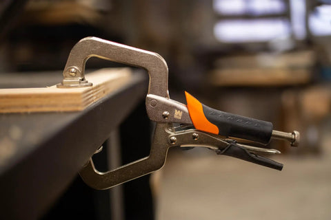 3 Inch Face Clamp for Woodworking and Pocket Hole Joinery with Quick Release Ergonomic Soft Grip Handles, clamping wood edge