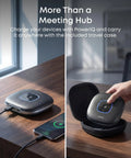 PowerConf Conference Speakerphone With Six Mics 360 Degree Voice Pickup 24 Hour Call Time Zoom Certified Bluetooth 5.3 USB C with case