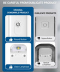 Comparison of original and duplicate USB Rechargeable Book Reading Light with 3000K Warm White, highlighting button and lamphead differences.