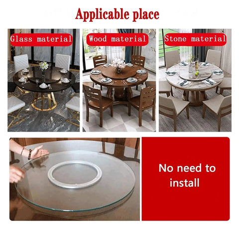 Lazy Susan Turntable With Heavy Duty Metal Bearing 300 400 500 600mm on glass, wood, and stone tables.
