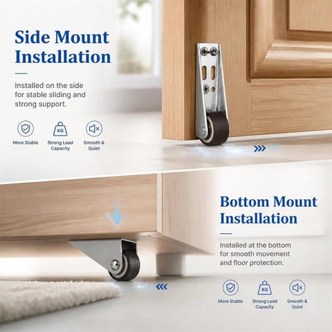 Rock Solid Vertical Track Rollers For Heavy Sliding Doors Featuring Hella Smooth Rubber Casters Built Tough for side and bottom mount installation.