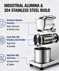 Heavy-Duty Commercial Cheese Grater And Shredder Machine With Nut Grinder Function, Premium Alumina and Stainless Steel Design