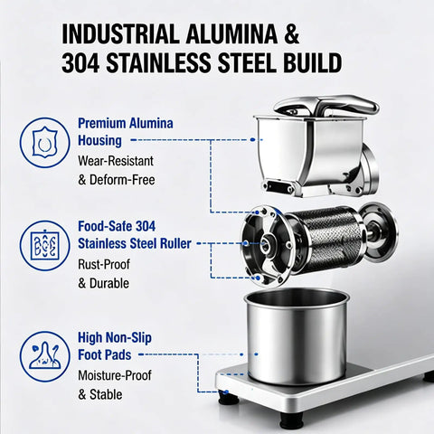 Heavy-Duty Commercial Cheese Grater And Shredder Machine With Nut Grinder Function, Premium Alumina and Stainless Steel Design