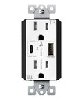 GaN PD USB Outlet With 65W Type C Power Delivery And USB A Fast Charge Port 15 Amp Wall Duplex Receptacle Tamper Resistant